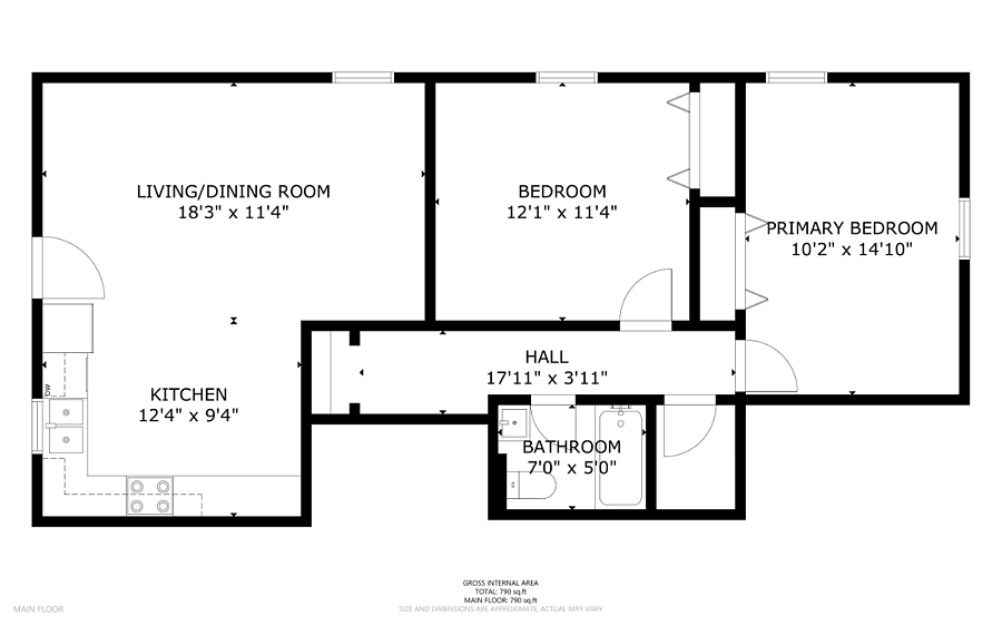 FLOOR PLAN. UNFINISHED STORAGE AND WASHER/DRYER NOT PICTURED.