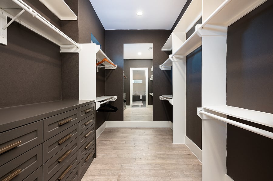 Walk-in master closet with oversized mirror 