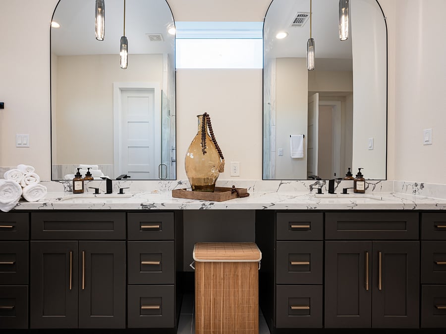 Relax and unwind in this stylish bathroom.