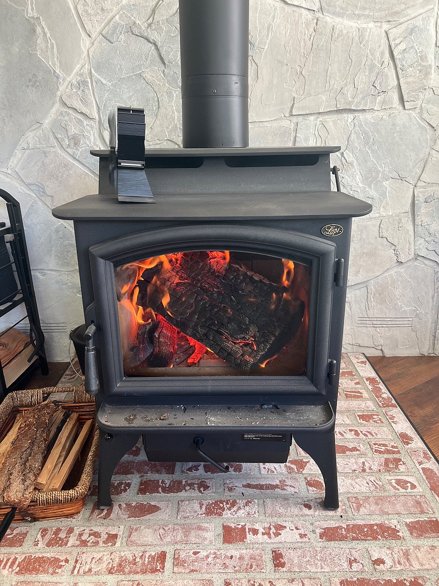 Wood stove in the second living room area