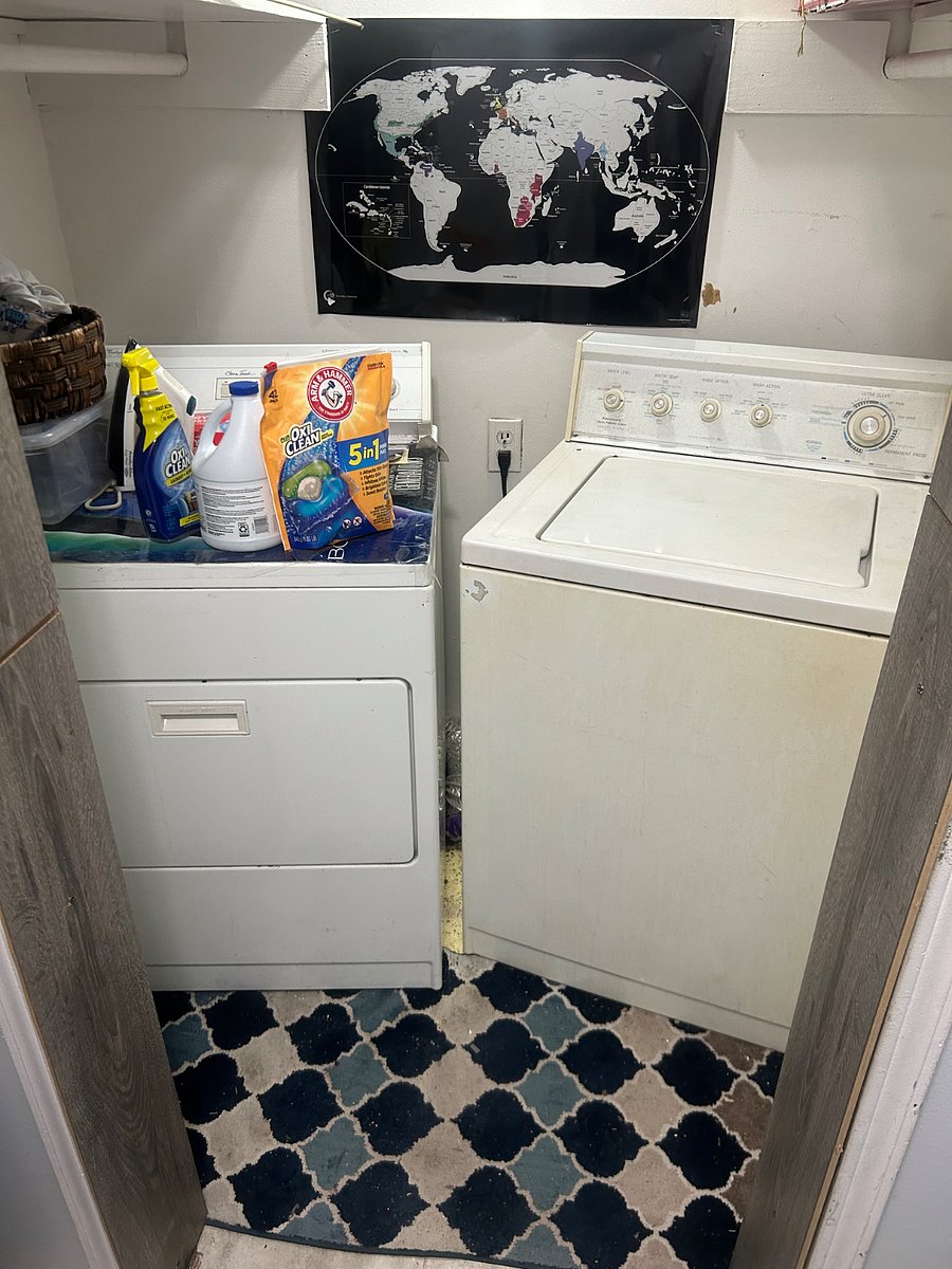 Laundry space is outside locked tenant unit. This is a shared space.