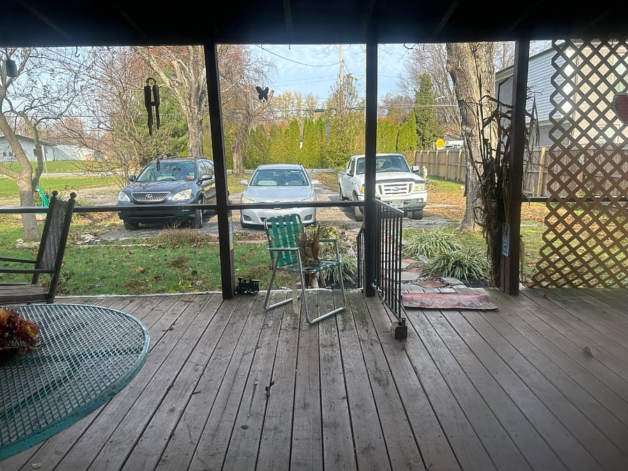 Parking off the street back yard fire pit
