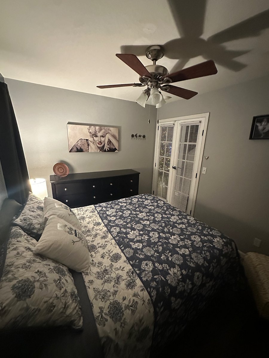 Full dresser, French doors, very cozy 