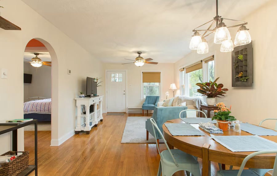 Bright and cheery open living space.  

