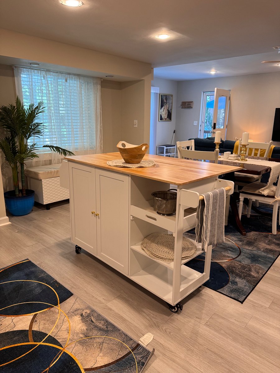 Kitchen island full of kitchen wear