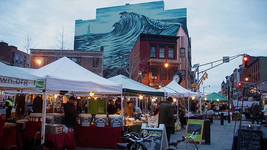 Jersey City Grove St Path train holiday market 