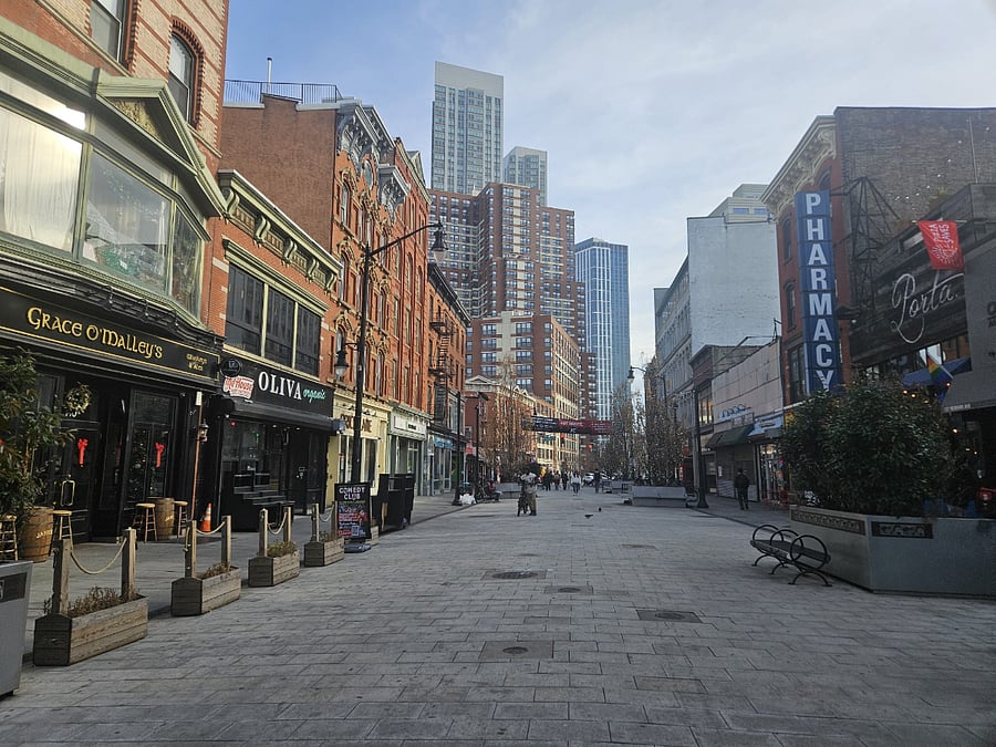 Easiest and safest12 min walk to Grove St PATH train through The Village and Newark Ave.  