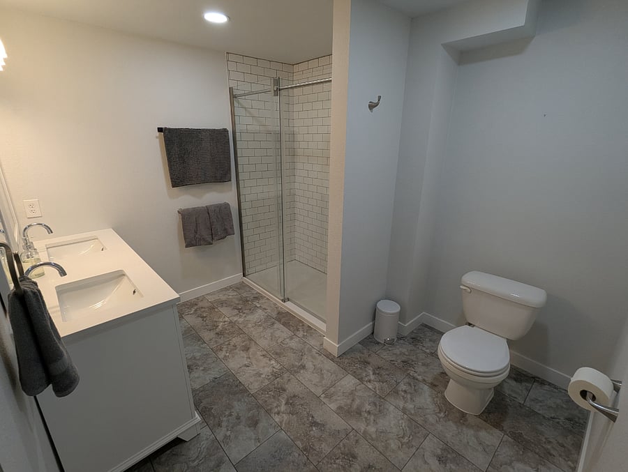 Large and lovely bathroom with double vanity