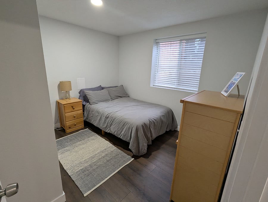Full size bed and wide closet