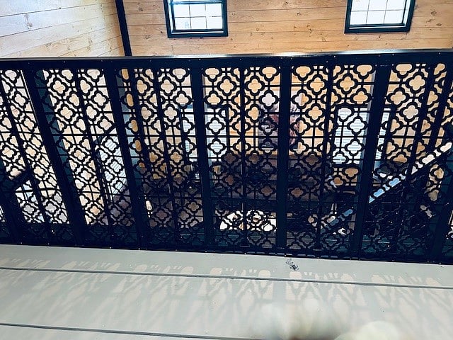 landing of loft bedroom over looking cute den; privacy and a view!