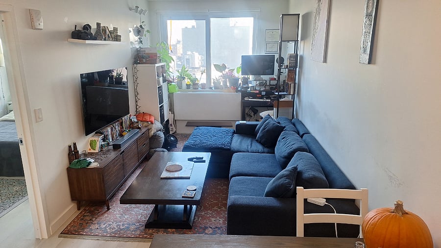 Living Room. Most up to date photo, note new L-shaped couch, no pullout but very comfortable for additional sleeping option.