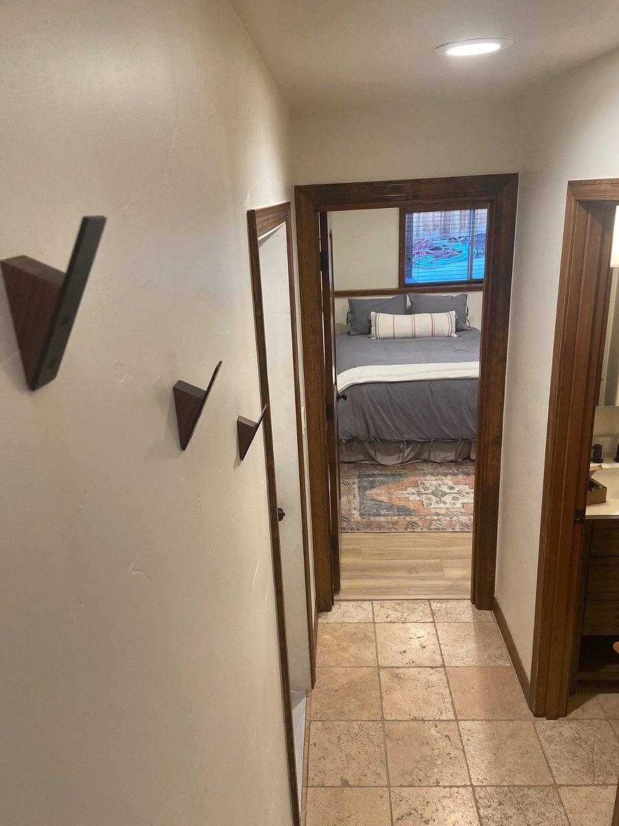 Hallway coat hooks and storage.