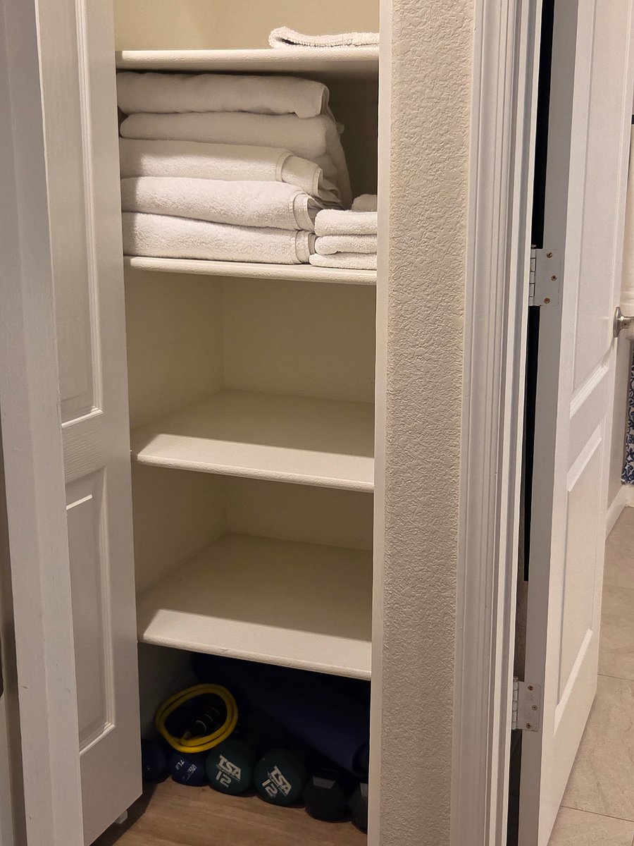 Extra towels in the upstairs closet