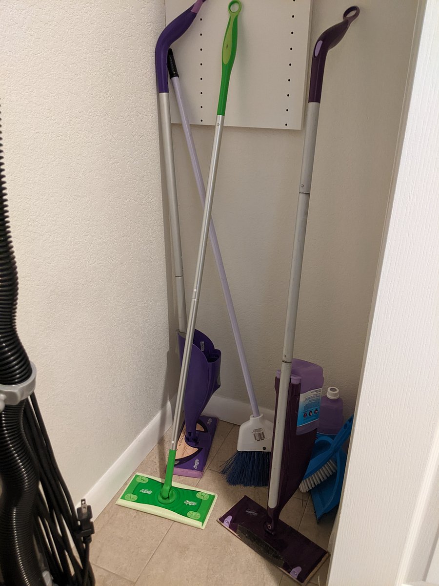 Fully Stocked townhouse with cleaning supplies  in downstairs closet