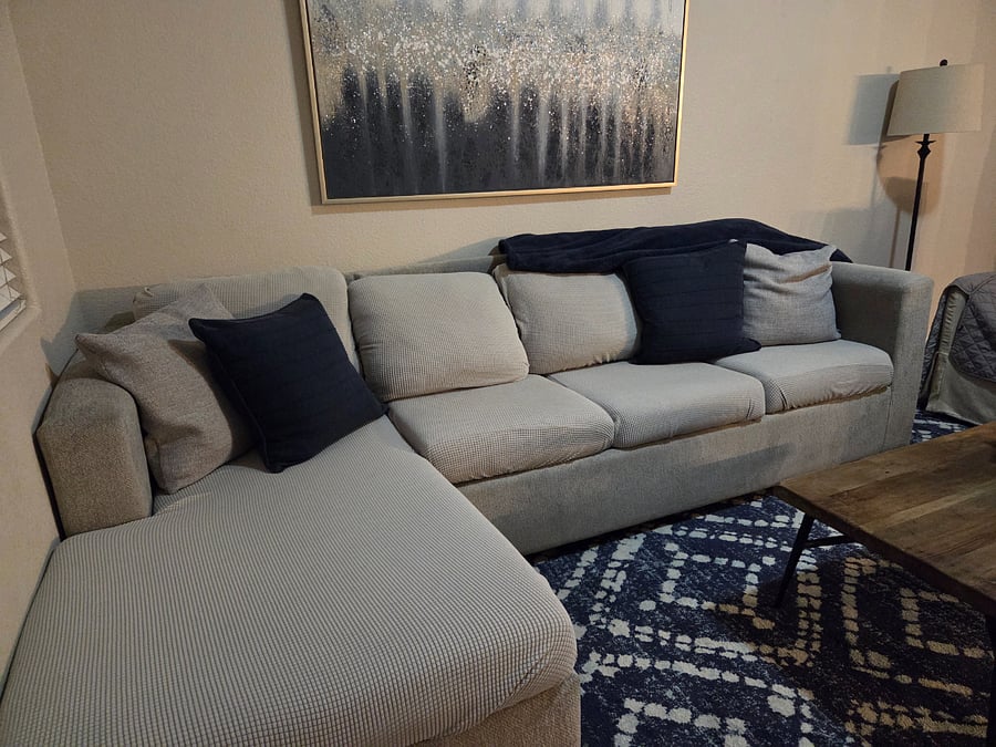 Couch with couch covers for people with pets or kids