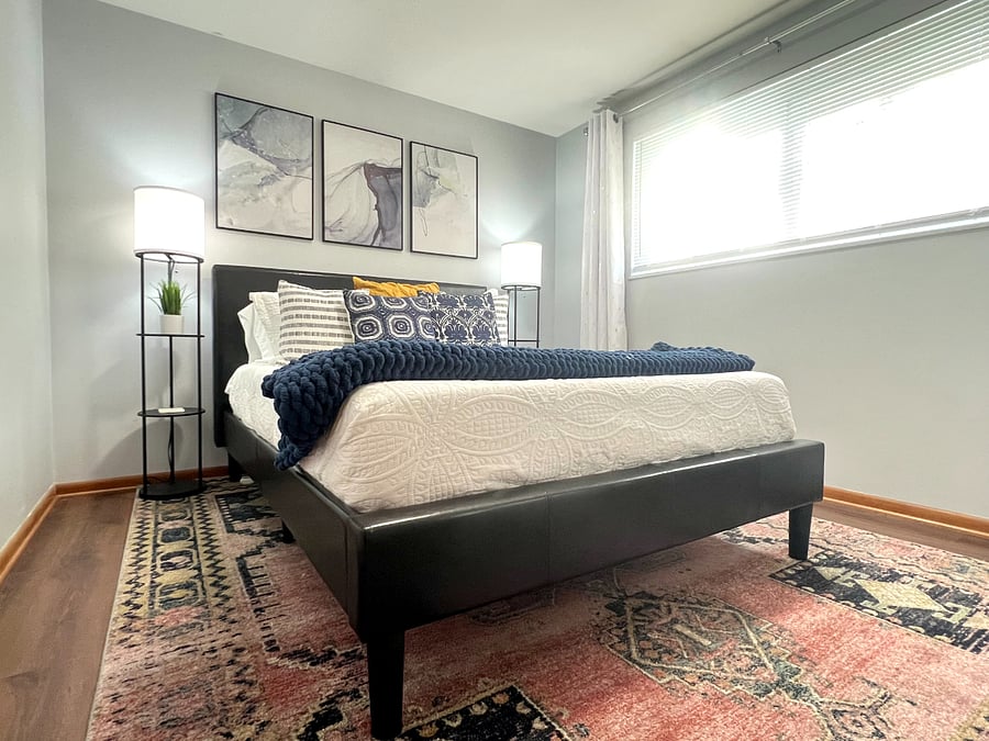 Queen bedroom with closet and storage space. 