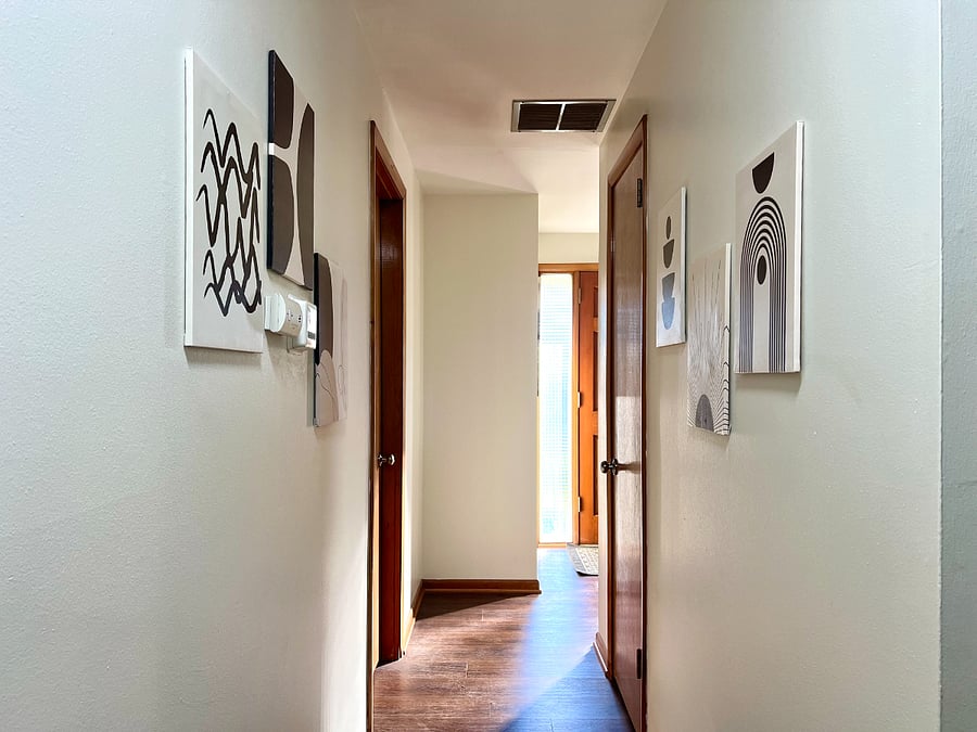 Hallway leading to 3 of the 4 bedrooms.