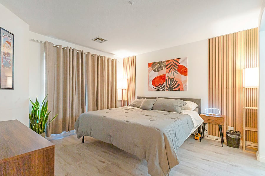 master bedroom with king sized bed