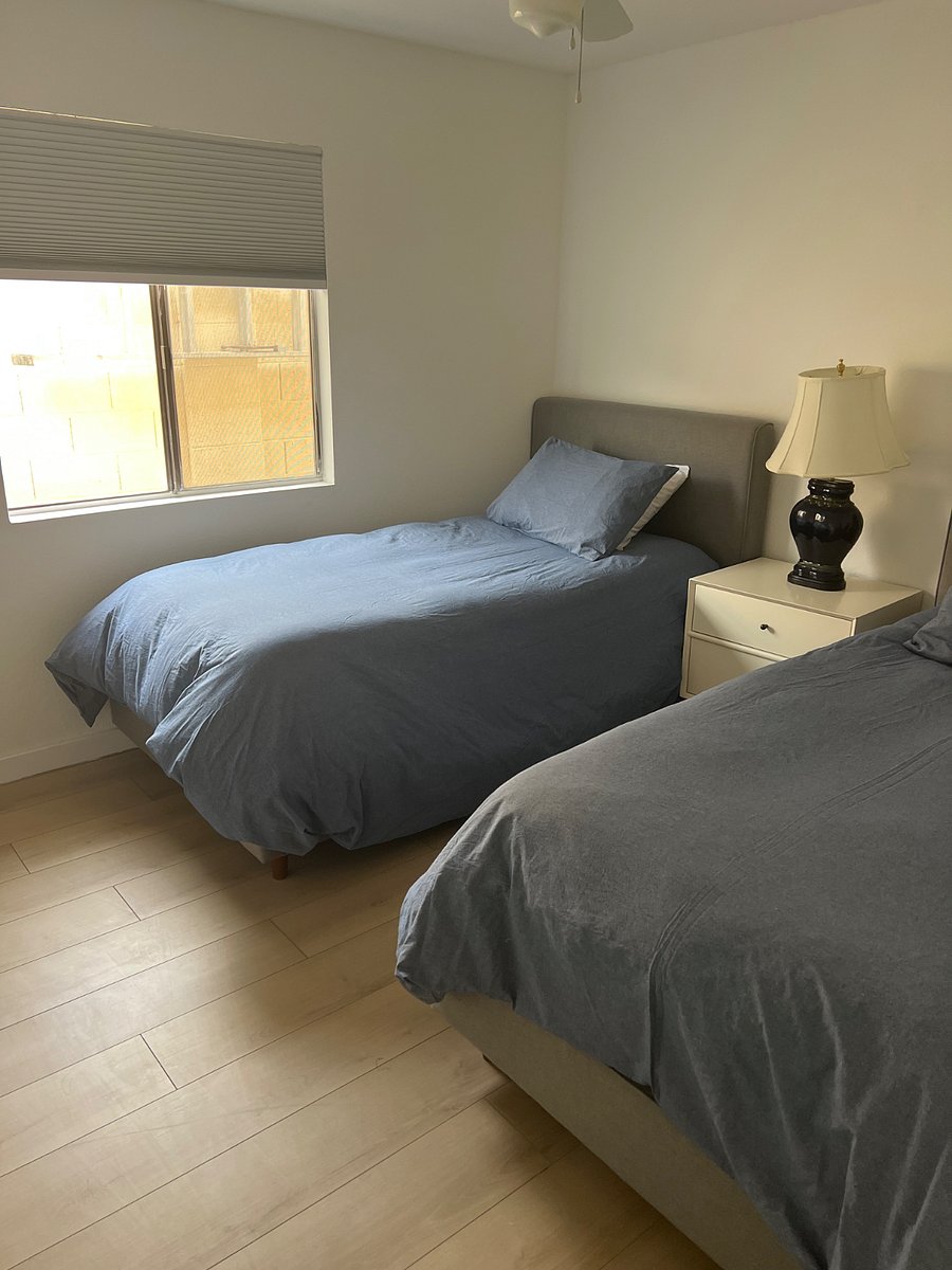 Twin beds with down duvets