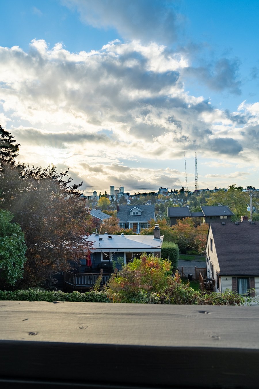 Experience views of Central District and downtown Seattle from the comfort of this cozy bedroom.