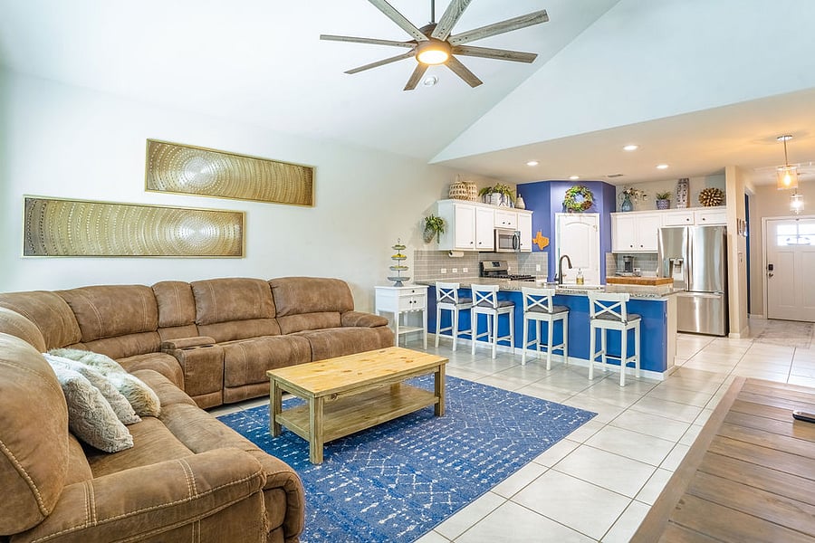 Open living and kitchen area