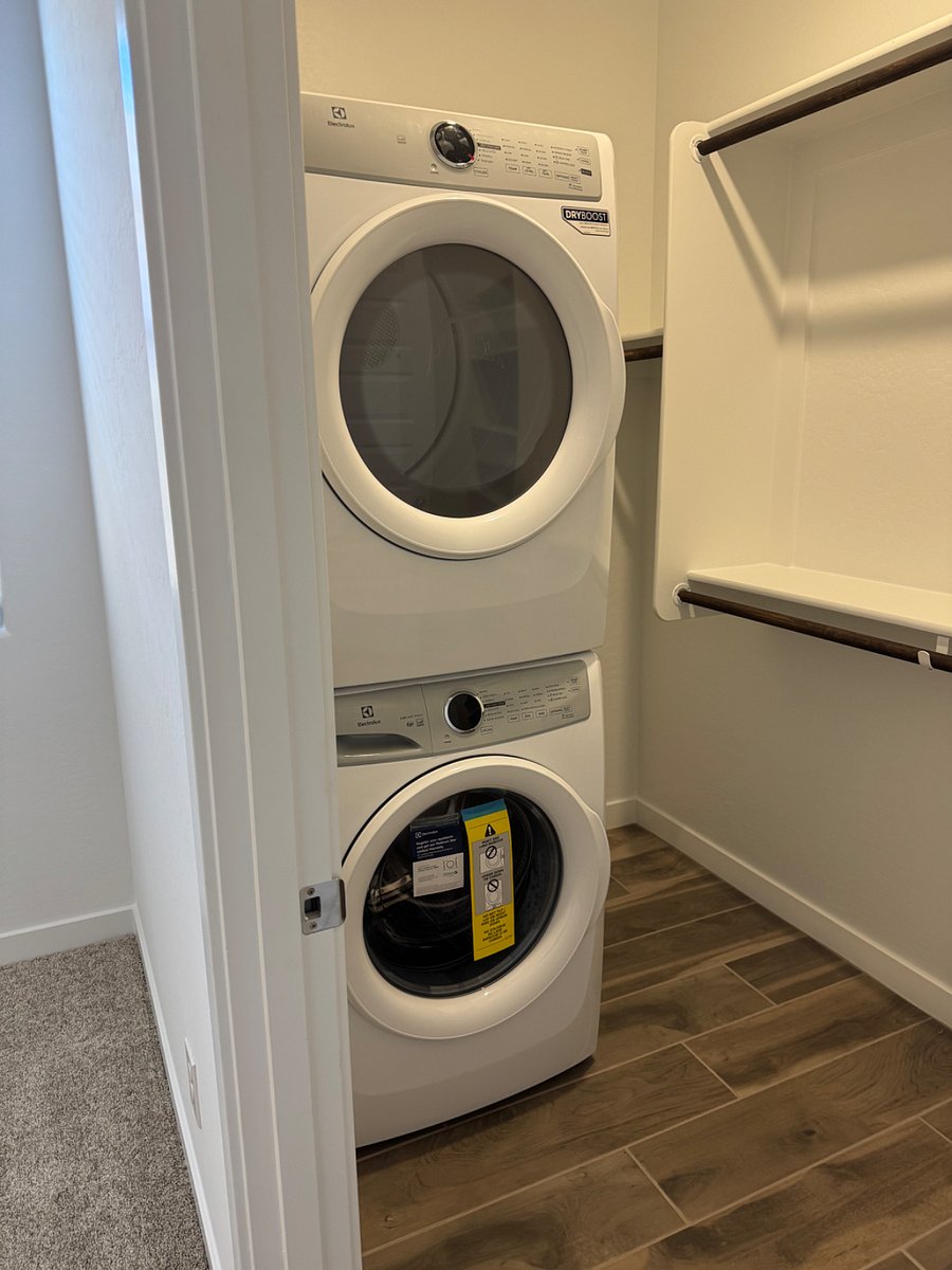 Full size HE washer and dryer in your walk-in closet.