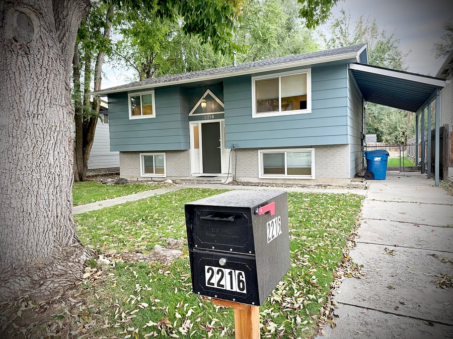Front of the House with covered area on the south side.
