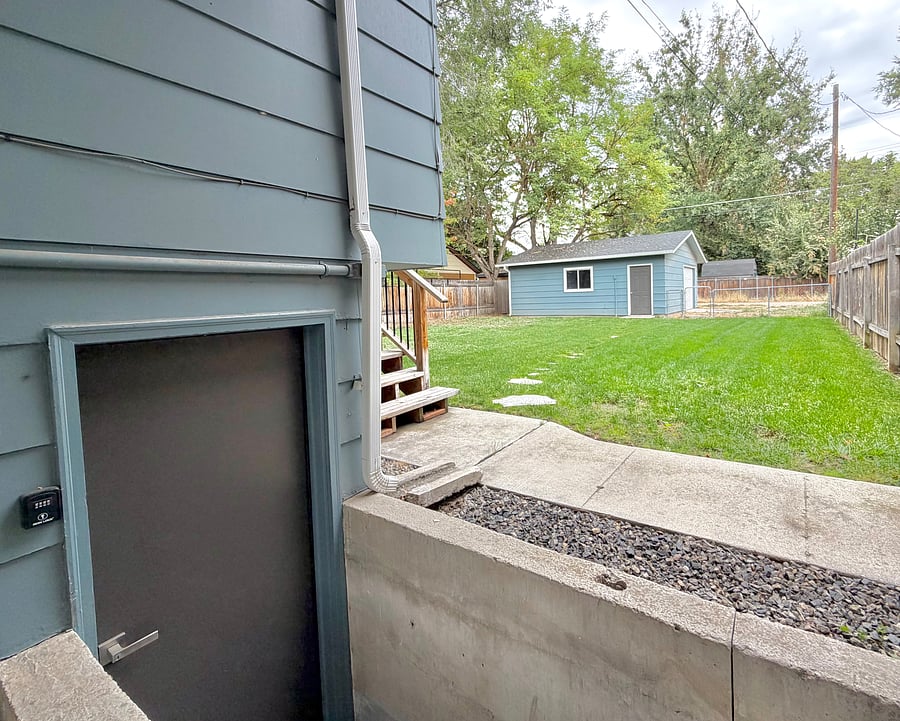 Downstairs Backdoor off Laundry room.