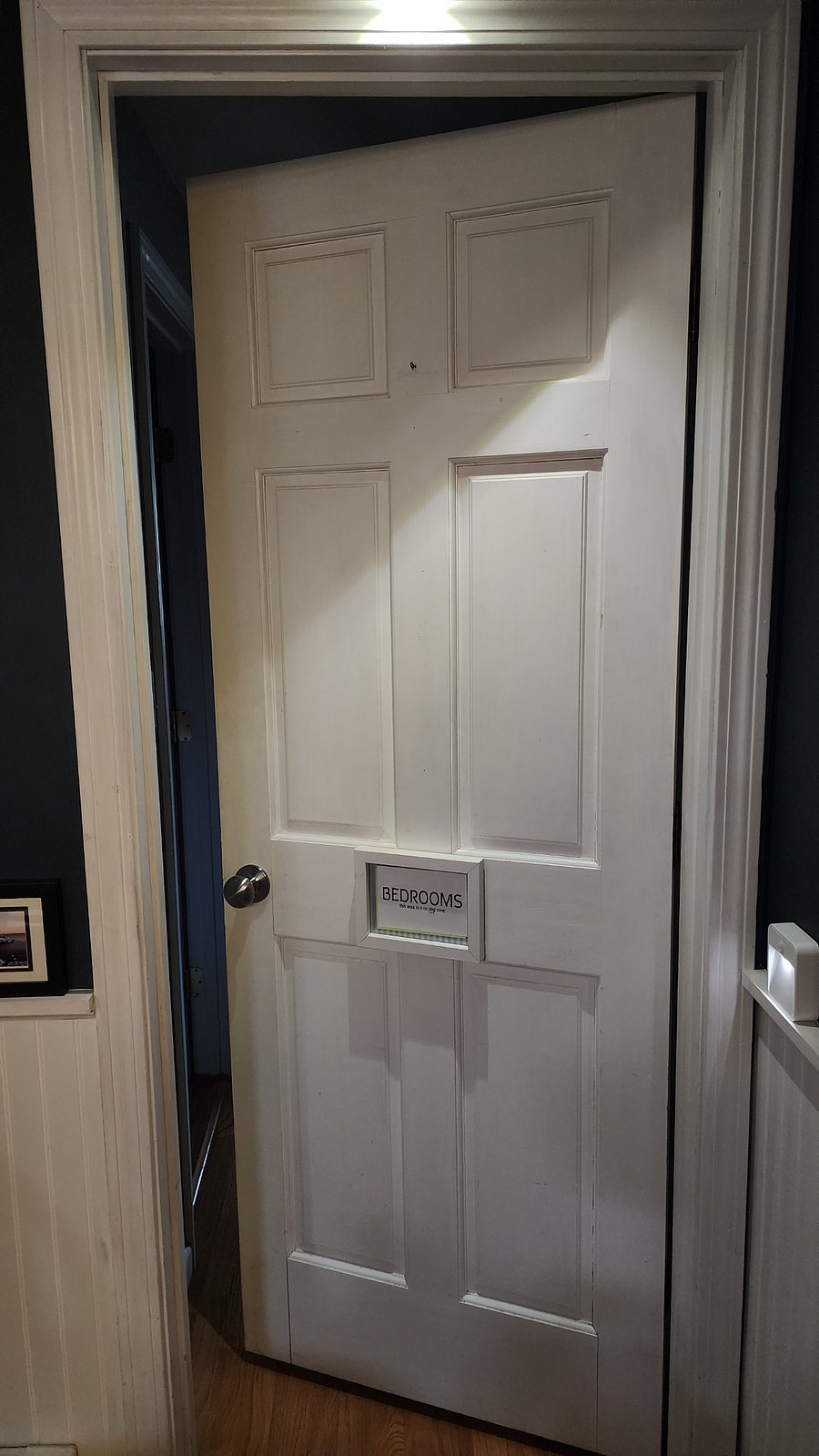 Close off for privacy to bedroom, bath and den.
