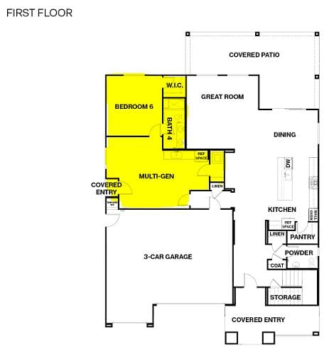 Floor plan of the home.  Your part of the home is highlighted.  Approximately 700 - 800 Square feet.