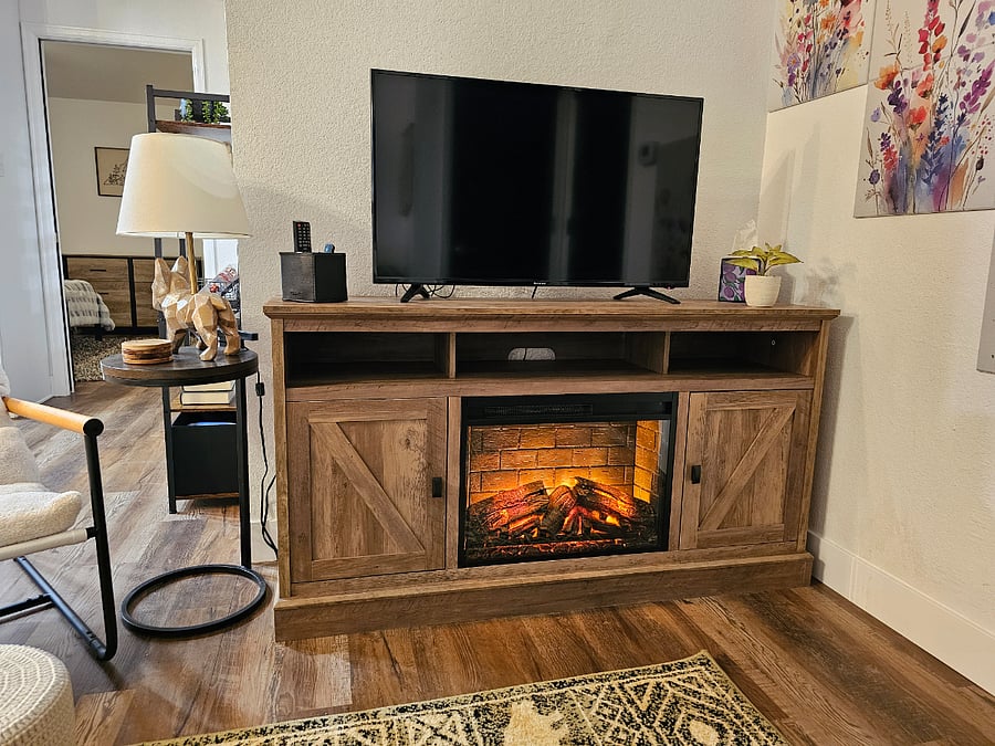 Cozy up with this view from the couch.