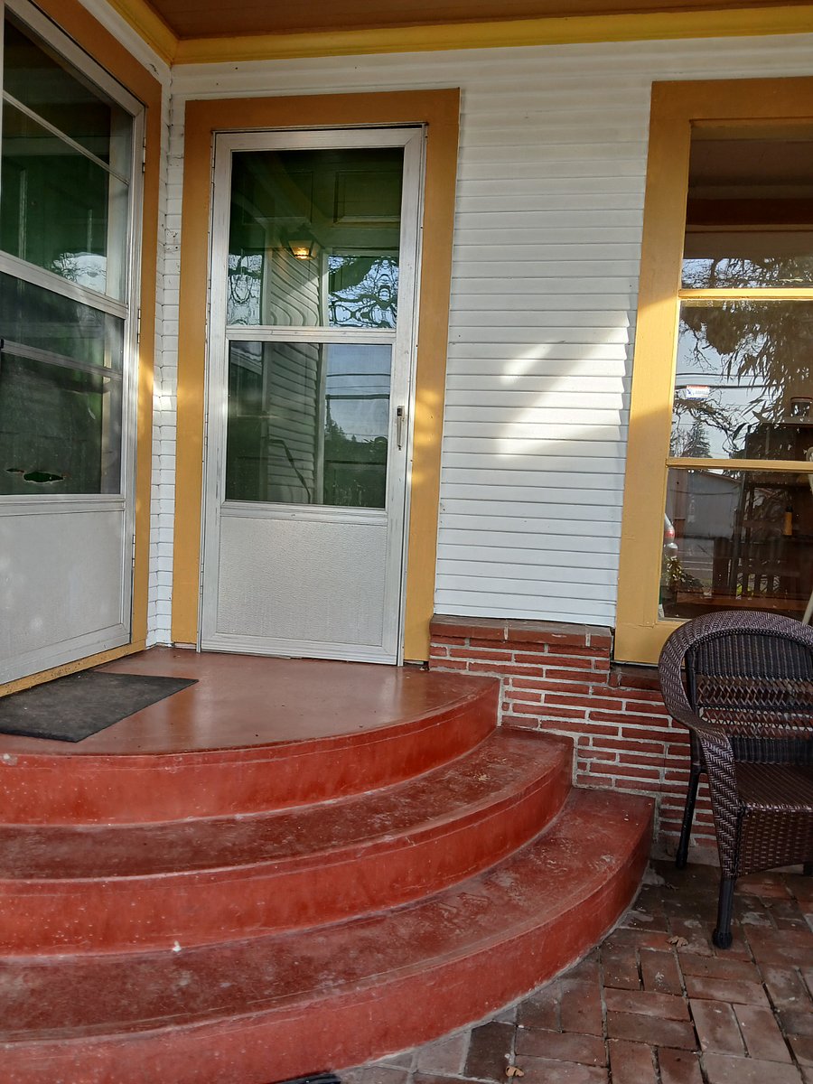 Your own entrance on the front of the house. There are no shared spaces with the other half of the building.