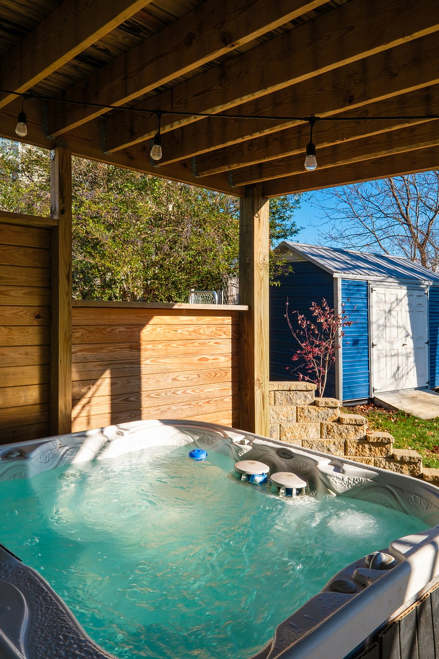 Hot tub and privacy wall