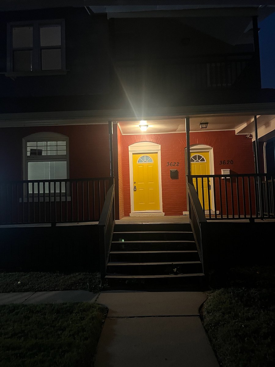 Front door at night 