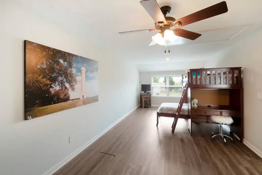 Bunkroom with plenty of space for kids to play and sleep
