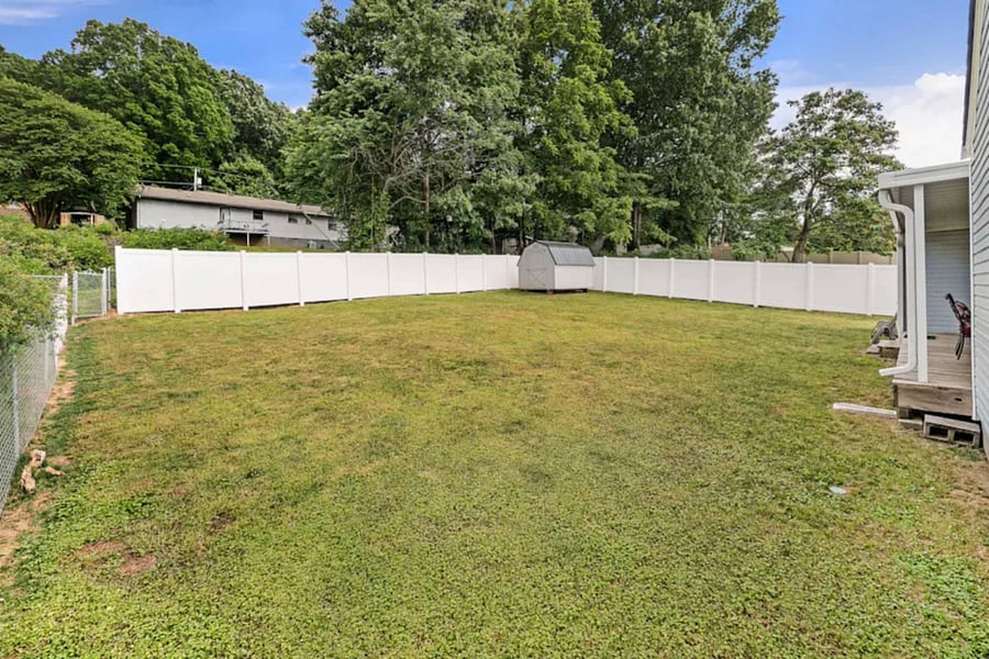 Large fenced in backyard is perfect for kids and pets to play and enjoy