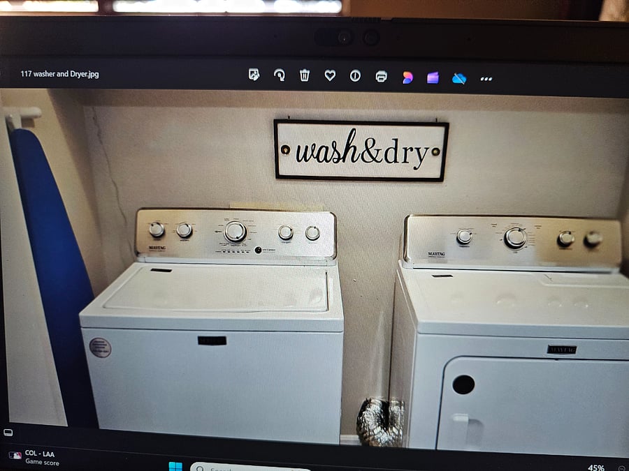 Washer and Dryer available in unit