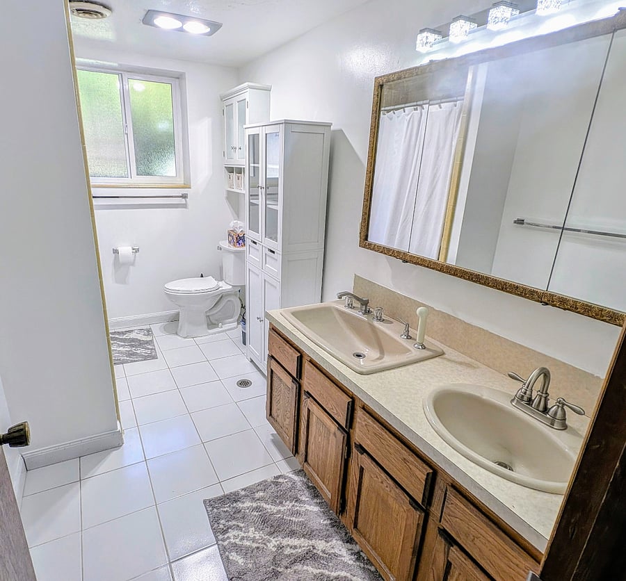 Double vanity bathroom and storage