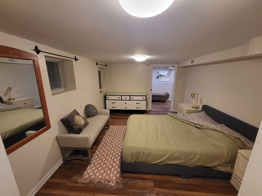 View of bedroom from closet