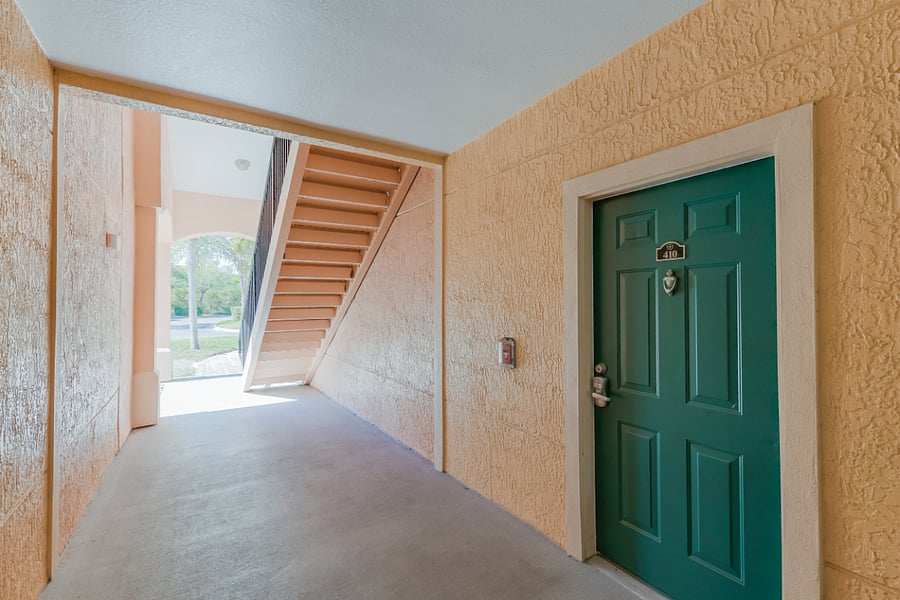 front door with keypad entry.