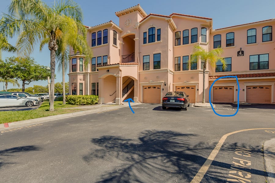 Our garage is circled in blue.