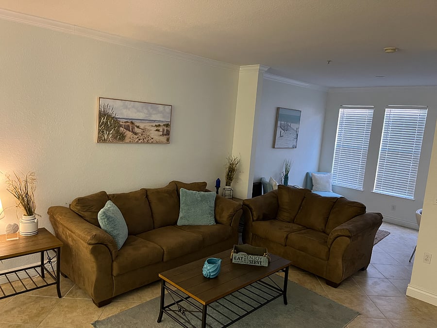 living room with sleeper sofa couch