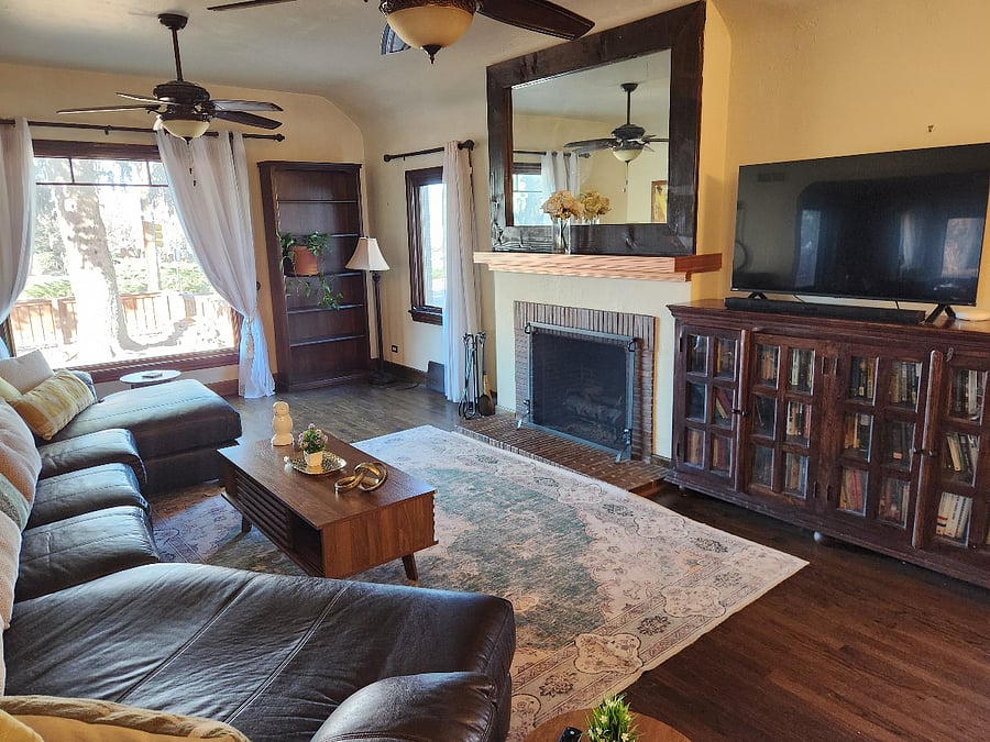 Gas burning fireplace for cold nights!