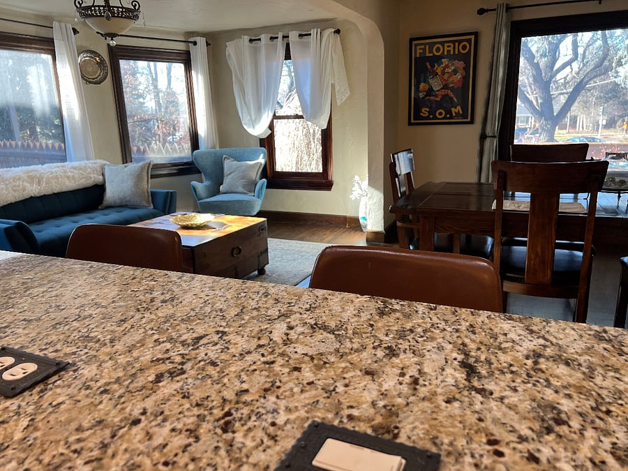 Sunny seating and dining area!