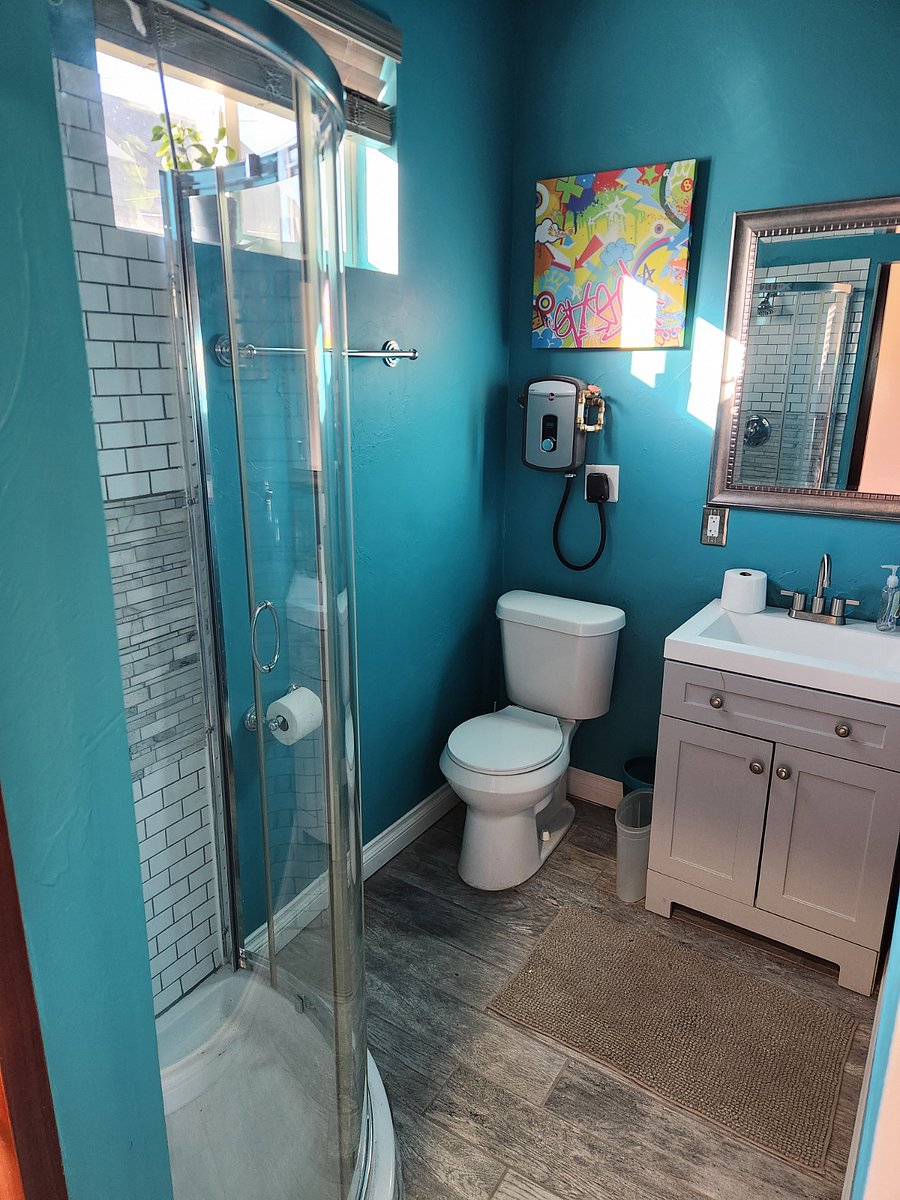 Bathroom with shower in detached office