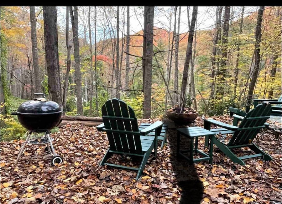 Outside fire pit & Weber grill