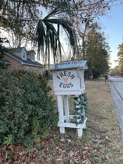 Enjoy fresh eggs from a nearby neighbor's egg stand!