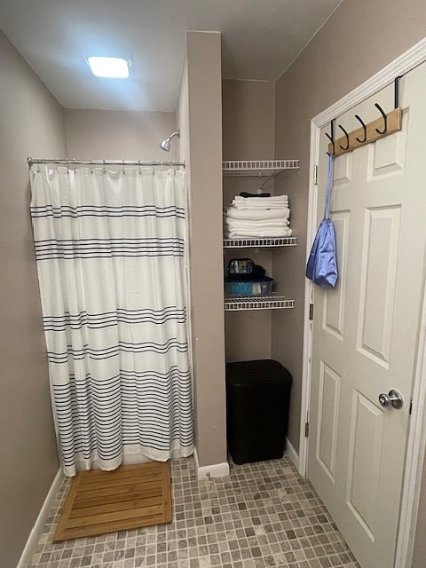Bathroom amenities include but aren't limited to a hair dryer, towels