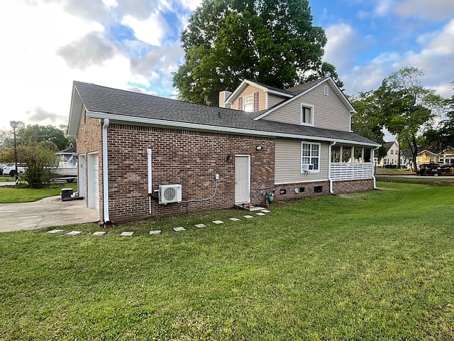 The entire brick area of the home is the studio apartment.