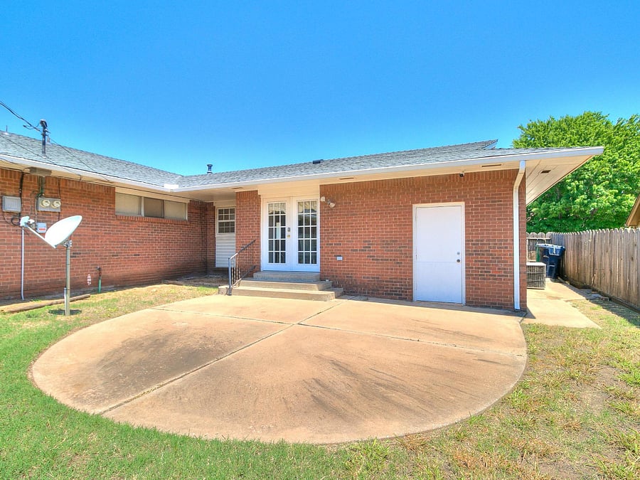 Backyard with storage room